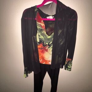 Joseph Ribkoff Black and Multicolor Sheer Set